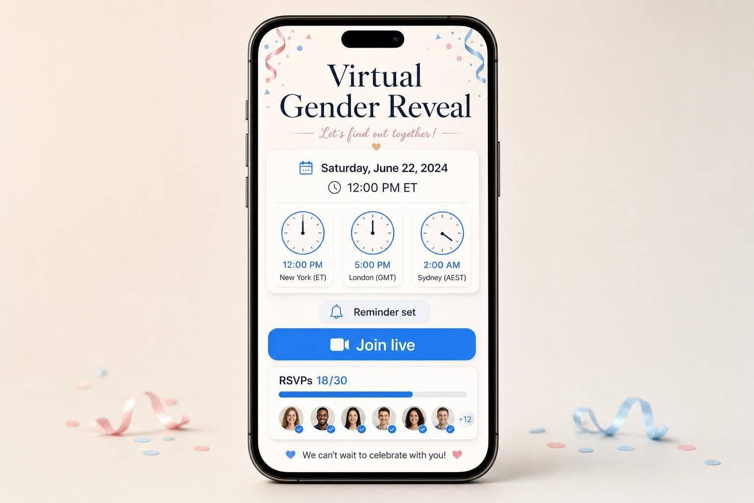 RSVP Tools for Virtual Gender Reveals