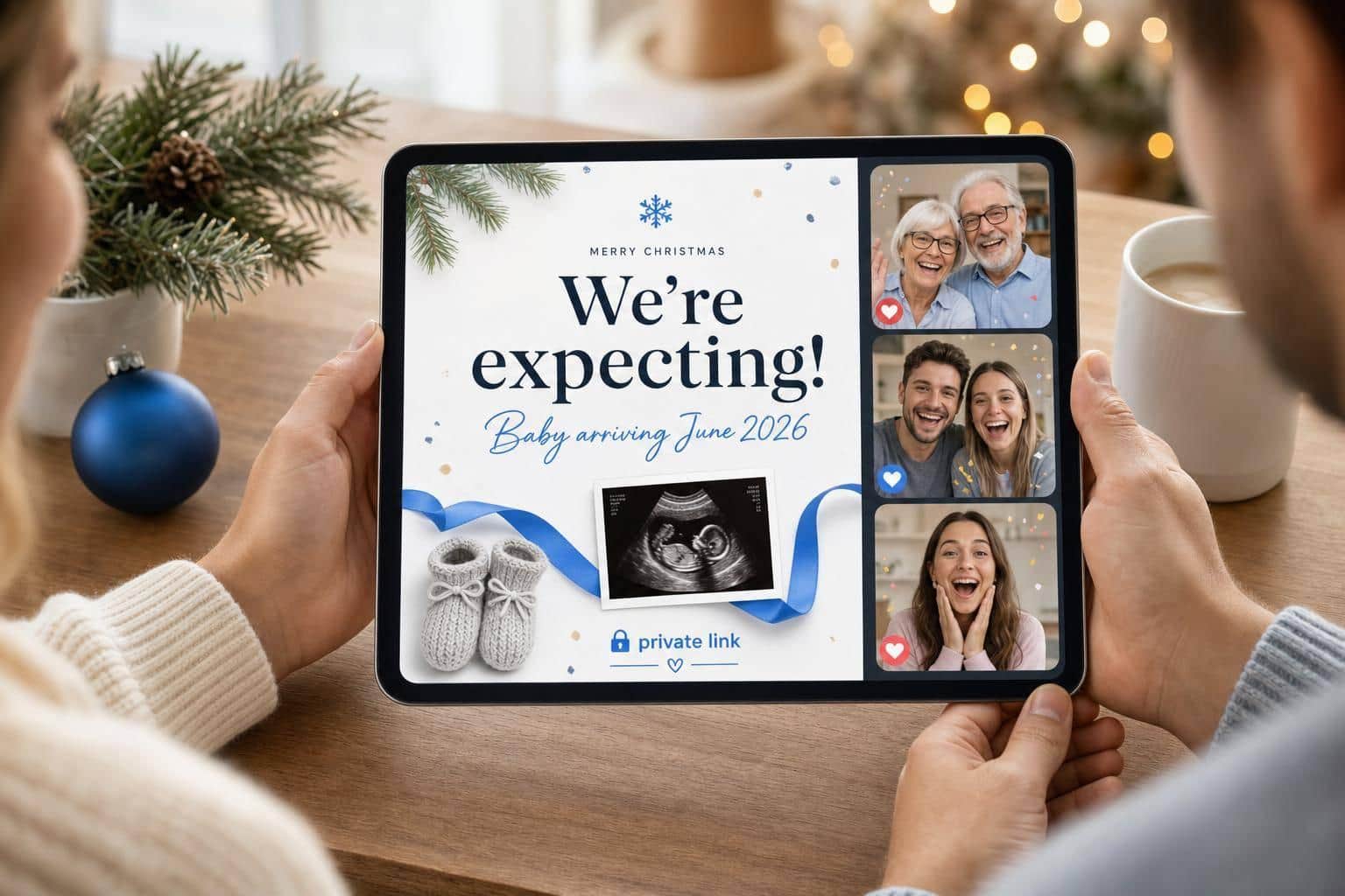 Digital Christmas Pregnancy Announcement for Remote Family