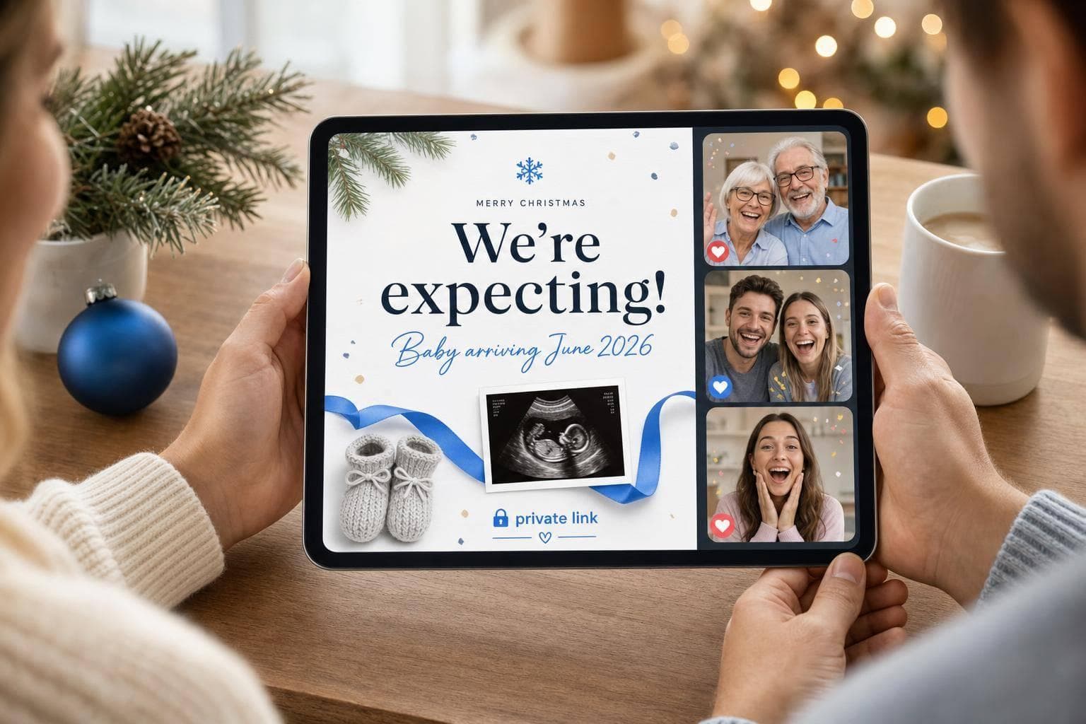 Digital Christmas Pregnancy Announcement for Remote Family